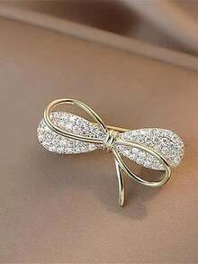 1pc Elegant Mini Bow Brooch, Double Layer Geometric Pin Accessory For Clothing - Bow - View 9