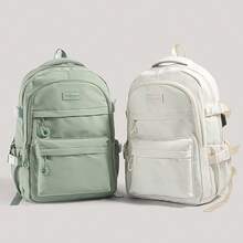 Large-Capacity Solid-Color Men's Backpack, Fashionable And Simple Travel Bag, Suitable For Casual Use, Japanese Style,Academic Style,Commuter Backpack - Green - View 6