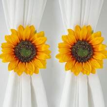 2er Set künstliche Sonnenblumen Vorhangclips, Vorhang Dekorationsclips - C-Mehrfarbig - Übersicht 8