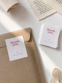 256pcs/128pcs/64pcs/32pcs Thank You Stickers, Pink Letter Envelope Seal Labels, Suitable For Gift Bags, Packages, Baking, Handmade Products, Birthday Party Prizes, Gift Boxes And Decorative Bag Packaging - View 1