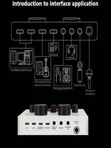 Live Sound Card Mini 音訊介面 播客混音器 - 500mAh 直播用 PC 電腦廣播播客製作工作室設備，完美適用於直播/播客/遊戲音訊混音器聲卡 - 查看 7