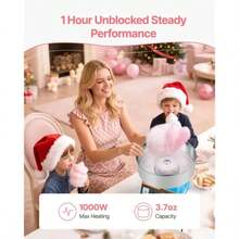 Cotton Candy Machine Commercial, 1000W Electric Candy Floss Maker, Easy Use With 15 Inch Stainless Steel Bowl And Sugar Scoop, Makes Hard Candy For Home Kids Birthday, Family Party, Blue - US A Type Plug(110-127V) - View 5