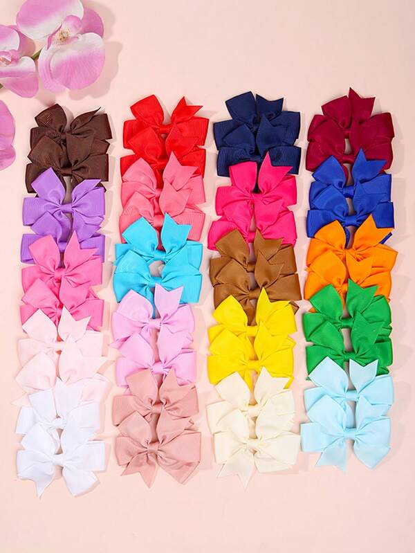40pcs Random Color Bow Hair Clips, Elegant Metal Bow Hair Accessories, Daily Wear, Claw Clips, Hair Clips, School Supplies