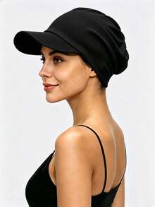 CONFLASS 1pc Women's Thick Striped Fabric Duck Bill Cap Headscarf Hat, Outdoor Travel Sun Protection Hat, Suitable For Daily Use - Multicolor - View 12