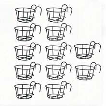 3/5/6/7/8/10/12pcs Fashionable Round Metal Hanging Planters - Suitable For Balcony, Garden And Indoor Decoration, Can Grow Succulents And Green Plants On Hanging Racks - A - View 20