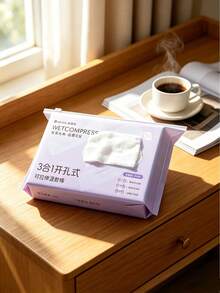 Summer Travel Essential | Perforated Stretchable 3-In-1 Wet Compress Cotton, Makeup Removal & Hydrating Face Mask, Eye & Nose Openings For Unobstructed Fit, Ultra-Thin Water-Saving Lint-Free - View 1