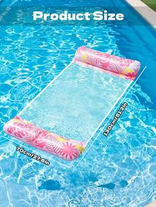 Tropical Print Inflatable Pool Hammock Float, 4-In-1 Water Lounger With Mesh Bed, Foldable Portable Pool Float, Suitable For Adults Summer Swimming Party - Multicolor - View 5