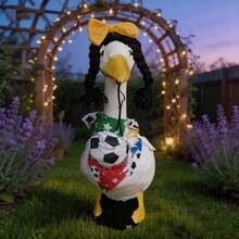 Sports Themed Porch Goose Outfit Creative Soccer Star Print Bandana And Wig Headband Set For Patio Yard Lawn Decor - Black - View 5