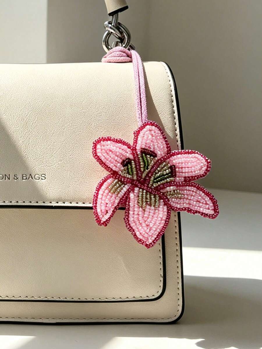 1件百合花吊墜,花朵吊飾,可愛,背包裝飾,單肩包掛飾,汽車掛飾,行李配件,生日禮物 - 彩色 - 查看 1