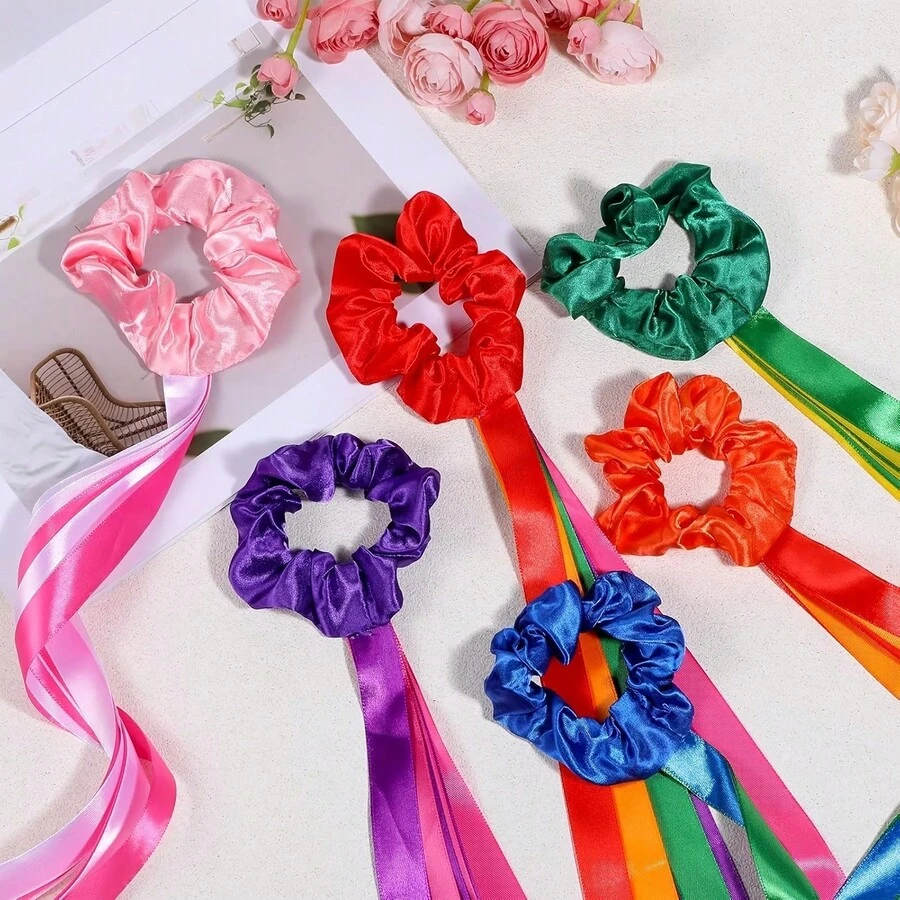 Rainbow Dance Ribbon, Elastic Dance Stick For Music Class, Christmas And Valentine's Day Handheld Rhythmic Tassel Dance Prop Gift, Multicolor Handheld Dance Wristband, Gymnastics Dance Ribbon - Multicolor - View 1