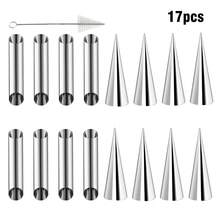 12pcs/16pcs/20pcs/30pcs Stainless Steel Baking Mold Set, Danish Croissant, Spiral Cone Tube Pastry Maker Tools - Silver - View 16