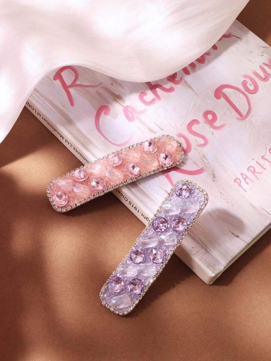 1pc Crystal Hair Clip, Elegant Versatile Small Hair Accessory For Women - Multicolor - View 1