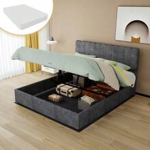 Modern Minimalist Upholstered Bed With Soft And Comfortable Headboard, 160x200 Cm, Grey - Grey - View 4