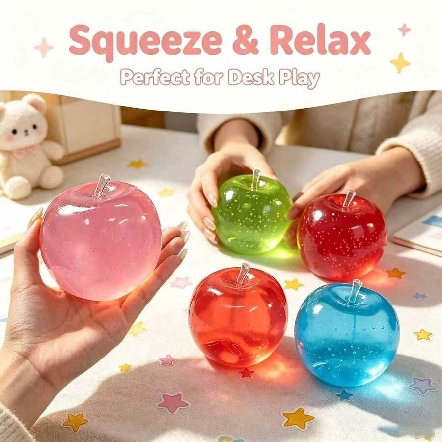 Brinquedo de Apertar Cristal Big Apple, Brinquedo de Alívio de Estresse com Rebote Lento, Textura de Creme Maleável com Pele Extra Fina, Bola Squishy Feita à Mão, Brinquedo Macio e Fofo - Multicolorido - Visão 1