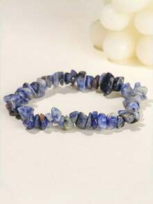 1pc Natural Crystal Agate Chip Bracelet Asymmetrical Women's Handmade Bracelet (Random Color) - Multicolor - View 15