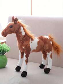 1件 仿真馬偶絨毛玩具 30cm/11.8in，費爾加納馬、哈克馬、斑點馬、盧薩馬四款毛絨動物，適用萬聖節、感恩節、聖誕節、新年、嘉年華、復活節禮物，馬禮物，聖誕動物，兒童禮物 - 彩色 - 查看 5