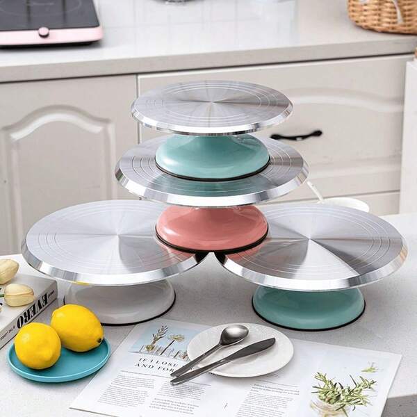 Soporte giratorio de pastel de aleación de aluminio premium, plato giratorio suave de 10 pulgadas para decorar pasteles y cupcakes sin esfuerzo, con base antideslizante y rodamientos de bolas ocultos para un glaseado de precisión, el regalo definitivo del Día de la Madre para panaderos