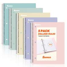 SUNEE Spiral Notebooks, 1-Subject, 5 Pack, College Ruled Paper, 8" X 10-1/2", 70 Sheets Per Notebook,3-Hole Punched Paper, Pink,Purple, Blue, Green, Yellow Spiral Lined Notebooks For School,Work - 套裝 - 查看 2