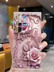 1件時尚創意蕾絲玫瑰花軟手機殼保護套，適用於 Honor Galaxy A04e/12/A13/A14/A34/A50/A52/A53/A54/S21/S22/S23/S24/S25/S25Ultra/S26/S26 PLUS/S26 ULTRA/ 6A/7A/8A/ 12T/13T - 無色 - 查看 5