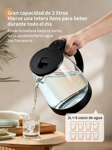 Transparent Electric Teapot Electric Kettle Tea 2.0L Glass - Black - View 3