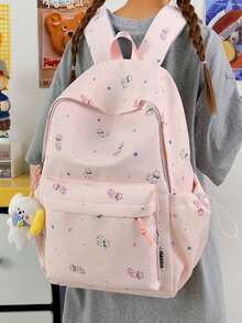 Large Capacity Colorful Printed Backpack For Girls, Student School Bag, Cartoon Backpack, Lightweight Travel Bag, Daily Commute Laptop Bag, Fashion Casual Backpack For Elementary, Middle, High School And College Students, Nylon Laptop Bag, Multiple Colors Available, Academy Style - A - View 6