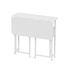 Folding Table With Wheels - Home Office Desk - 80x58x75cm - Folding Computer Desk With Bookshelf - Portable Mobile Workstation - Suitable For Small Spaces - White - View 9