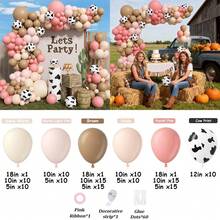 133Pcs Pink Cow Balloon Arch Kit With Brown Sand White Nude Pastel Pink Brown Cow Print Balloons For My First Rodeo Farm Babyshower Bridal Shower Anniversary Graduation Wedding Birthday Party Decorations - Style 1 - View 9