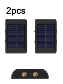 1/2/4件組 4LED/6LED/8LED 太陽能上下照壁燈，戶外防水LED階梯燈，現代裝飾壁燈，適用於戶外庭院、花園、草坪、露台、中庭、圍欄、車道、小徑裝飾燈，萬聖節、聖誕節、感恩節禮物 - 長條壁燈 - 查看 20