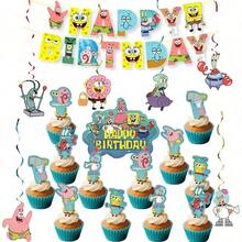 SpongeBob SquarePants 全新黃色主題派對裝飾套裝 蛋糕插牌 生日橫幅 掛飾 - 查看 8