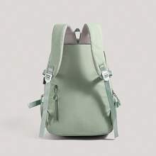 Large-Capacity Solid-Color Men's Backpack, Fashionable And Simple Travel Bag, Suitable For Casual Use, Japanese Style,Academic Style,Commuter Backpack - Green - View 8