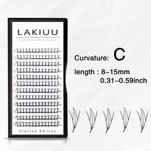 LAKIUU Ekstensi Bulu Mata Manga 12 Baris Bentuk Kipas C/D, Bulu Mata Volume Siap Pakai, Bulu Mata Individual Cashmere, Gaya Bulu Mata Jepang dan Korea 8-15mm - View 11