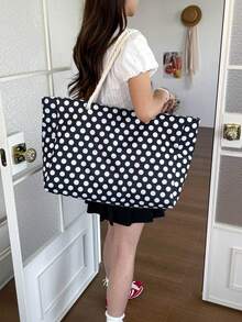 Women's Beach Bag, Large Waterproof Beach Tote, Zipper Closure, Waterproof Sand-Proof Pool Bag, Large Tote Bag (Random Pattern) - Black - View 7