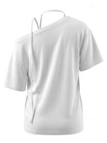 Retro American Bowknot Print Short Sleeve T-Shirt, Casual Loose Fit Summer Top For Women White - White - View 7