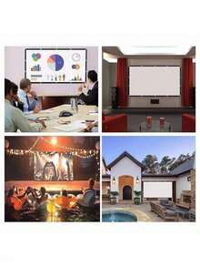 Pantalla de proyección blanca de 60-120 pulgadas, pantalla de cine de alta definición 16:9 montada en la pared, plegable y antiarrugas, adecuada para exteriores, interiores, camping y salas de reuniones, fácil de transportar y conveniente de llevar - Unitalla - Ver 10