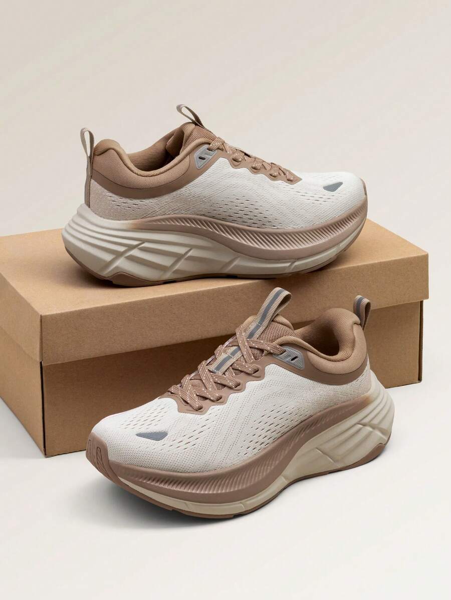 Women's Walking Shoes Cushion Comfortable ActiveBreeze Running Tennis Shoes Non-Slip Workout Gym Sports Athletic Breathable Fashion Sneakers - 卡其色 - 查看 1