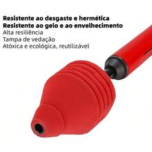 Desentupidor pneumático vermelho para ralos – Bomba de ar de alta pressão integrada, ideal para desentupir vasos sanitários e pias. Cabo ergonômico, perfeito para camping e limpeza de ralos domésticos. Design simples e intuitivo, ferramenta durável para desentupir ralos. - Vermelho - Visão 6