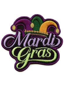 1pc/2pcs/3pcs/4pcs/7pcs Mardi Gras Script Patch Celebration Jester Hat Embroidered Iron-On - Multicolor - View 13
