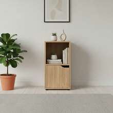 KIWI MOBLEKIT | Modular Wooden Shelves With Different Compartments And Door Options, Bookcases And Storage Furniture For Bedroom, Kitchen Or Entryway - 橡木 - 雙隔層 + 單門 | 30x29x61厘米 - 查看 2
