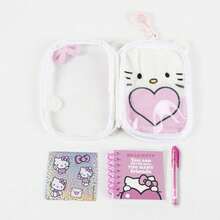 Hello Kitty Cerdá 女孩毛絨文具套裝 - 帶背包夾的鉛筆盒、迷你筆記本和粉紅色鋼筆，閃亮設計，官方授權，開學禮物 - 選項 2 - 查看 3