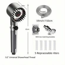 Stylish Handheld Shower Head Set With 3 Spray Modes, Flexible 1.5m Hose, 5 Replaceable Cartridges, Lightweight Bathroom Shower Accessory - Dark Grey - View 2