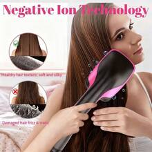 3-In-1 Hair Dryer Brush & Hot Air Styling Brush, Hair Straightener Brush For Drying, Straightening & Smoothing, 3 Heat/Speed Settings, Paddle Design For All Hair Types. - US A Type Plug(110-127V) - View 3