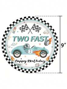 10件/20件/40件/80件 藍色「Two-Speed Forward」生日派對用品，2歲生日派對裝飾，「Two-Speed Forward」賽車紙盤餐巾紙餐具套裝，賽車運動主題生日裝飾，派對伴手禮 - 彩色 - 查看 4