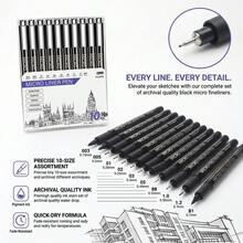 Precision Needle Liner Pen Set, Fine Tip Drawing Pens, Waterproof Archival Ink, Multi-Specification Sketching Pens, Suitable For Art Illustration, Manga, Anime, Technical Drawing, Office Documents And Bullet Journal - Sets - View 9