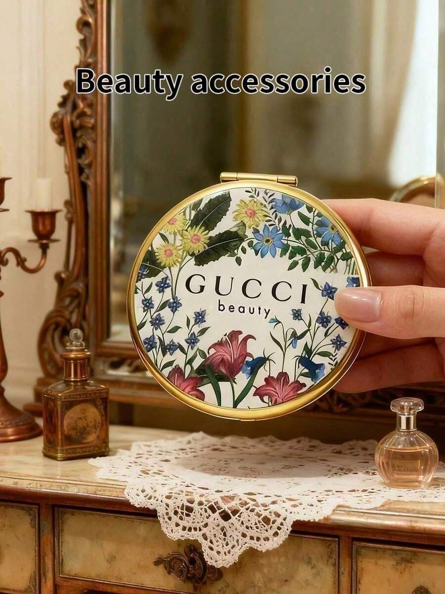 Gucci 復古金色蕾絲圓形折疊雙面化妝鏡 便攜口袋放大美容鏡 迷你旅行手鏡 優雅美容禮品 YSL‑GIFT‑37 - GUCCI 鏡子 - 查看 1