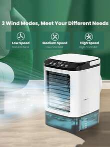 1pc New Portable Air Conditioning Fan, Large Capacity Water Tank + Ice Box/3-Speed Wind, Colorful Atmosphere LED Light, Suitable For Office, Bedroom, Living Room, Kitchen, Outdoor Travel, Camping And Other Occasions, Perfect Birthday Gift And Holiday Gift For Friends And Family In Hot Summer - Multicolor - View 7