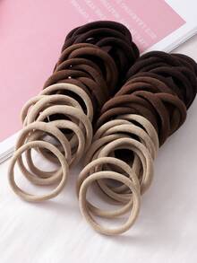 200/100/50/20Pcs Earth Tone Neutral Seamless Nylon Hair Ties, Large Capacity, High Elasticity, Non-Damaging, Thick Soft Ponytail Hair Bands, Suitable For Women, Teenagers, Adults, Dark Hair, Thick Hair, Curly Or Straight Hair, Strong Elastic Hair Accessories, Fitness, Sports, Yoga, School, Office, Anti-Slip Hair Ties, Ideal Holiday Gift, Mixed Colors Randomly Shipped - Coffee - View 3