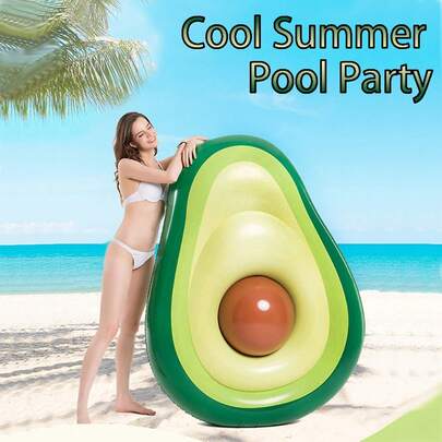Aufblasbare Poolschwimminsel, Poolparty-Matratze mit Ball, große schwimmende Liegesessel-Lounge, avocadoförmige Sonnenliege, PVC-Material, Strandzubehör, perfekt für Erwachsene, Frauen und Männer, Sommer, Wasserpark, Fluss, See, Poolparty, Schwimmbrett