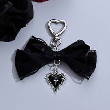 Gothic Bowknot Heart Charm Pendant, Vintage Y2K Style Bag Ornament, Stylish Aesthetic Accessory For Handbags And Backpacks - Multicolor - View 8
