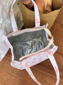 便攜保溫便當袋 晚餐保溫袋 學生加厚可愛午餐水果袋 蝴蝶結圖案 - 彩色 - 查看 1
