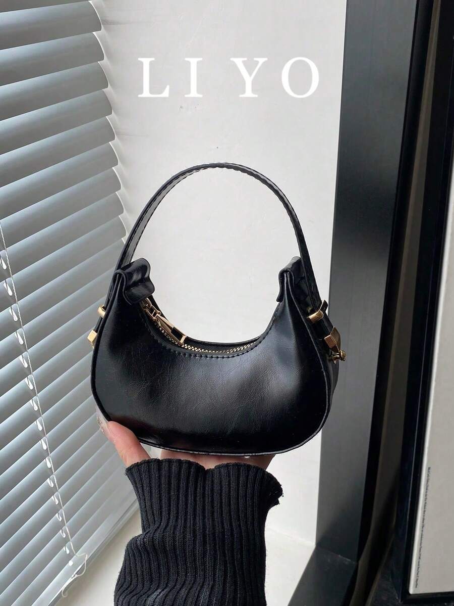 Mini Cute Solid Color Handbag For Women, Fashionable High-Quality Lightweight Crescent Shaped Shoulder Bag